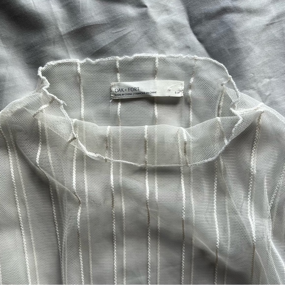 Oak and Fort Mesh White Long Sleeve Top - Picture 3 of 6